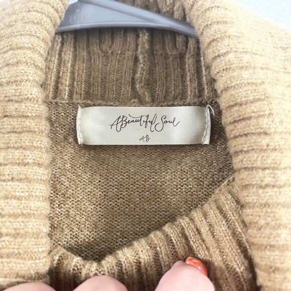 A Beautiful Soul plus size 18 20 taupe sweater turtleneck stripe mauve soft - Picture 7 of 14